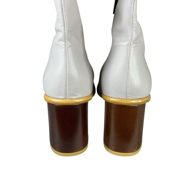 NEW Alohas Lavender Leather Ankle Boots 42 US 11 Block Wooden Heel - Picture 9 of 11